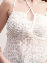 ESPYR By Tokyo Talkies Halter Neck Self Design Peplum Top