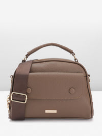 DressBerry Textured Structured Handheld Bag with Detachable Sling Strap
