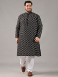 SOJANYA PLUS Plus Size Men Geometric Embroidered Pure Cotton Straight Kurta With Pyjamas