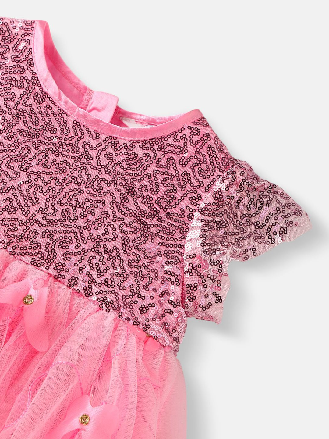 Nauti Nati Embellished Flutter Sleeve Net Fit & Flare Dress