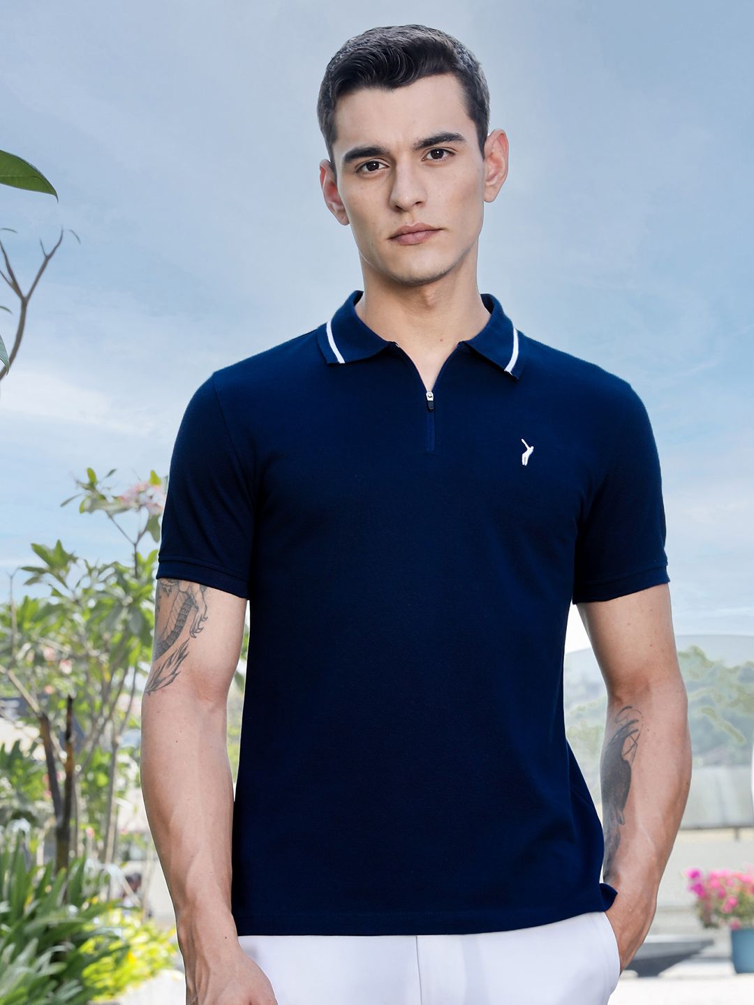 Thomas Scott Men Polo Collar Solid T-shirt