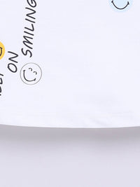 Happy Faces Kids Girls Printed Flutter Sleeve Pure Cotton Top