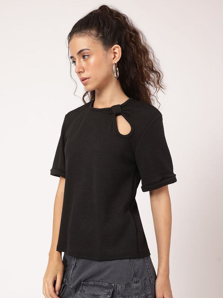 DressBerry Twisted Turn Cut Out Detail Ribbed  Top