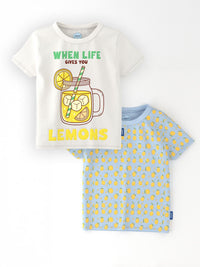 Nauti Nati Girls Pack of 2 Antimicrobial Graphic Printed Round Neck Cotton T-shirts