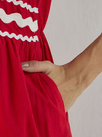 Pink Paprika by SASSAFRAS Women Solid Tie-Up Neck Fit & Flare Maxi Dress