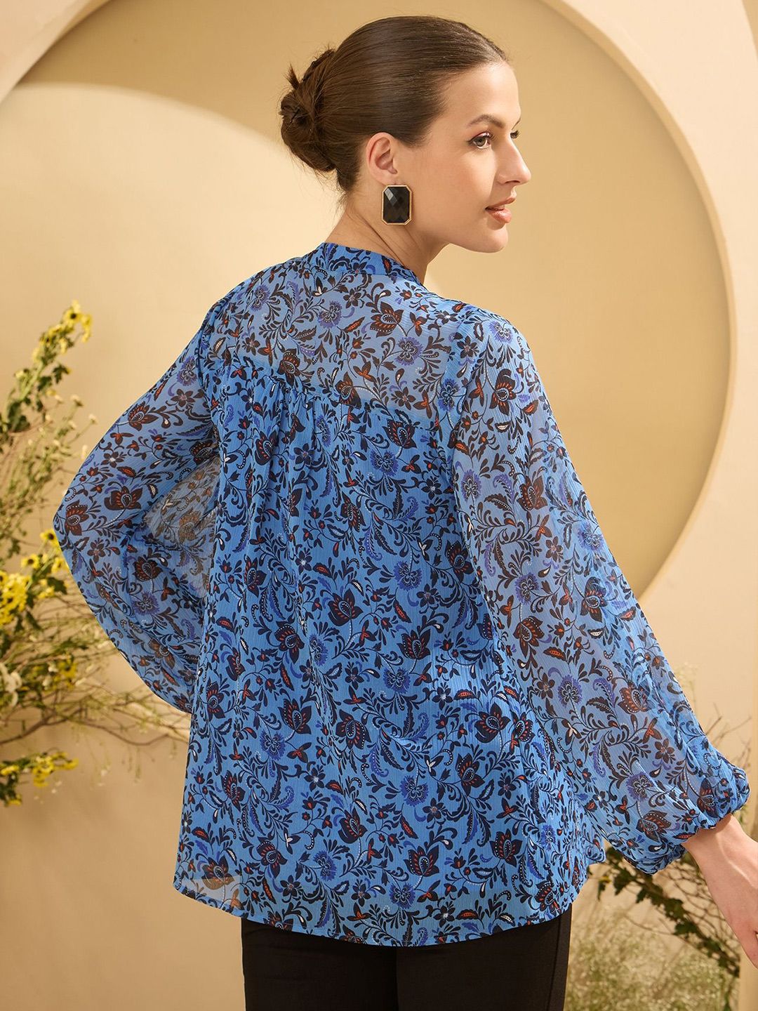 Antheaa Women Embroidered Floral Printed Top