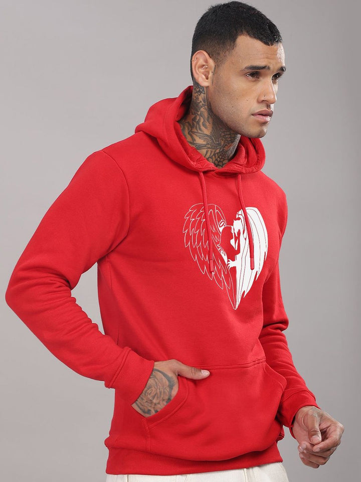 ADRO Men Graphic Printed Hood Cotton Pullover Sweatshirt