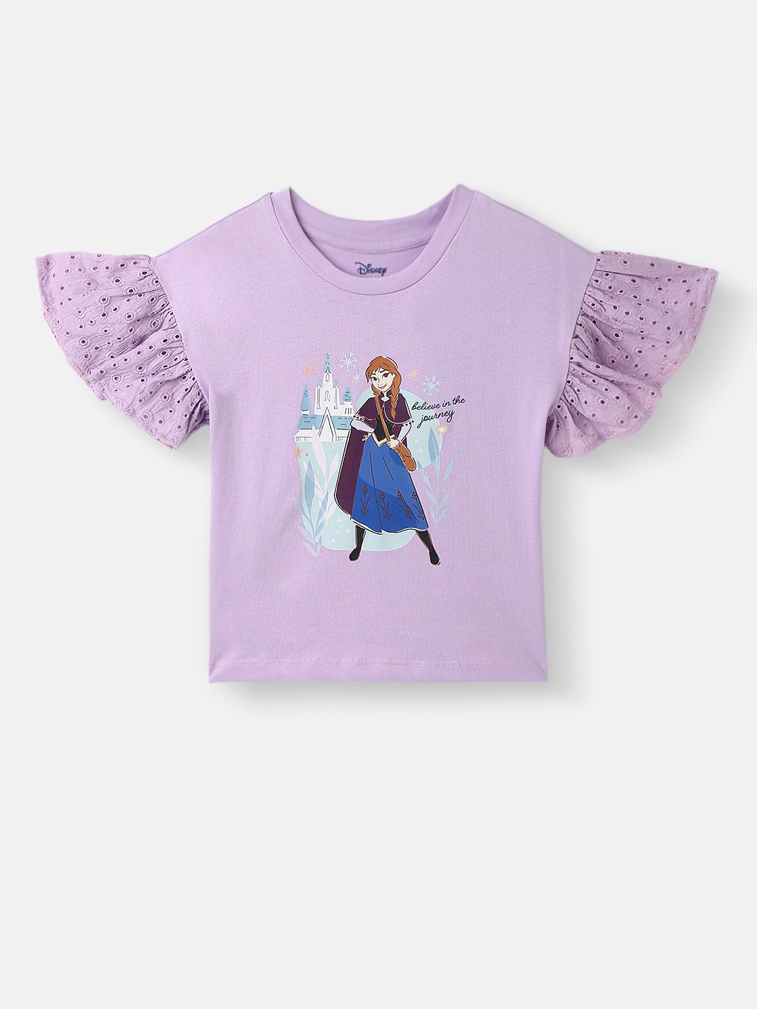 Nauti Nati Girls Frozen Printed Pure Cotton Top With Shorts