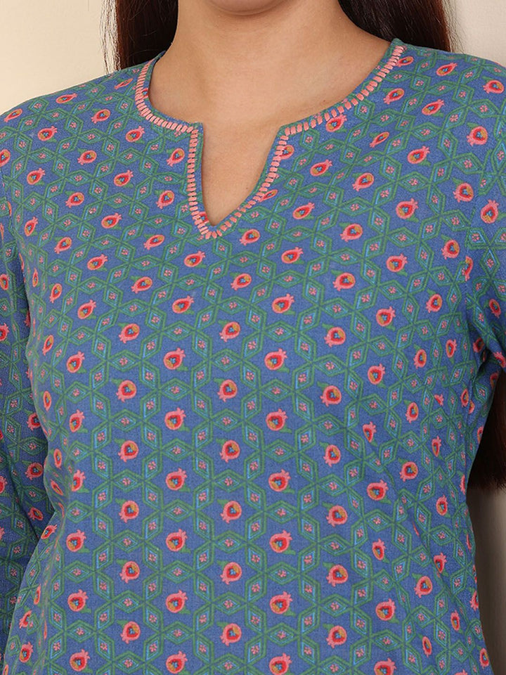W Women Floral Printed Thread Work Kurta