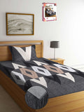 Myntra Elegant Homes Kapas Geometri Kelabu 300 TC Dilengkapi Cadar Bujang Halus dengan Sarung Bantal-89 x 59 inci