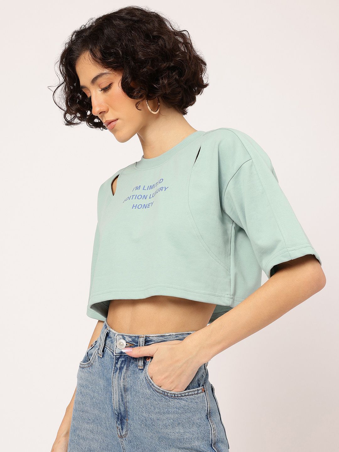 DressBerry Limited Edition Cut-Out Crop Drop-Shoulder Boxy T-shirt