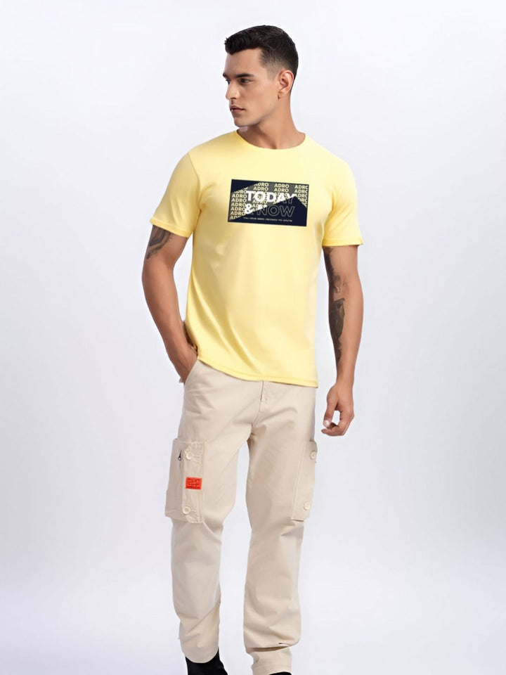 ADRO Typography Printed Round Neck Cotton T-shirt