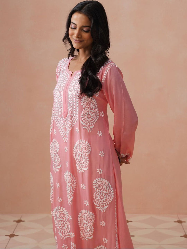 Rumah Chikankari Wanita Sulam Chikankari Cetakan Indie Kurta