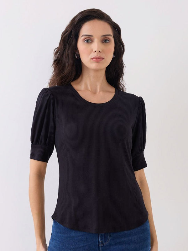 SPYKAR Women Extended Sleeves Cut Outs T-shirt