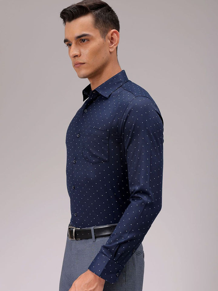 The Indian Garage Co. X Luxe Men Cutaway Collar Micro Ditsy Printed Slim Fit Formal Shirt