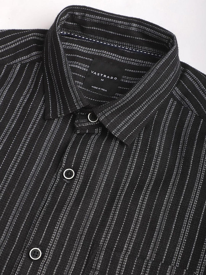VASTRADO Men Classic Slim Fit Opaque Striped Casual Shirt