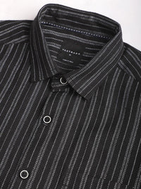 VASTRADO Men Classic Slim Fit Opaque Striped Casual Shirt