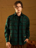 DENNISON Men Double Pocket Drop Shoulder Oversized Cotton Checked Shacket