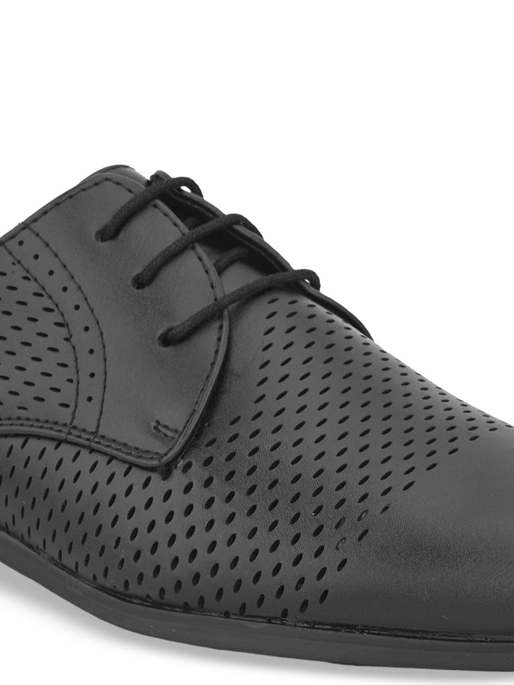 House of Pataudi Men Textured Lace-Ups Formal Derbys