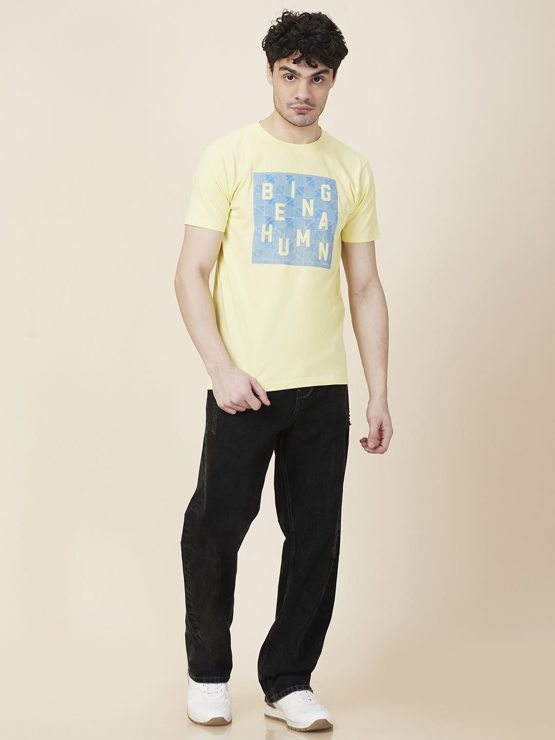 Being Human Men Typography Printed Round Neck Cotton Slim Fit T-shirt