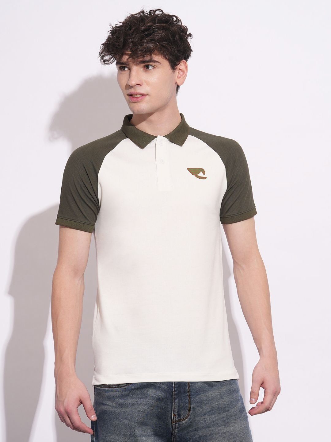 Being Human Men Colourblocked Polo Collar Slim Fit T-shirt