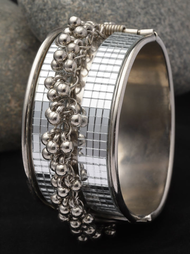 Anouk Silver-Plated Mirror Studded Bangle