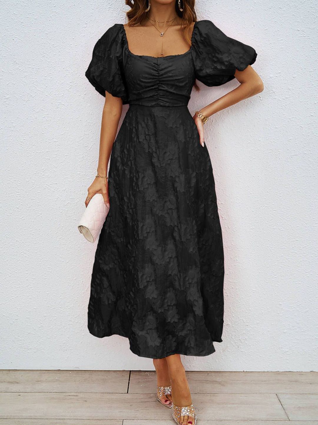 Semua Mengenai Anda Wanita Reka Bentuk Diri Sendiri Lengan Sleeve Fit & Flare Midi Dress