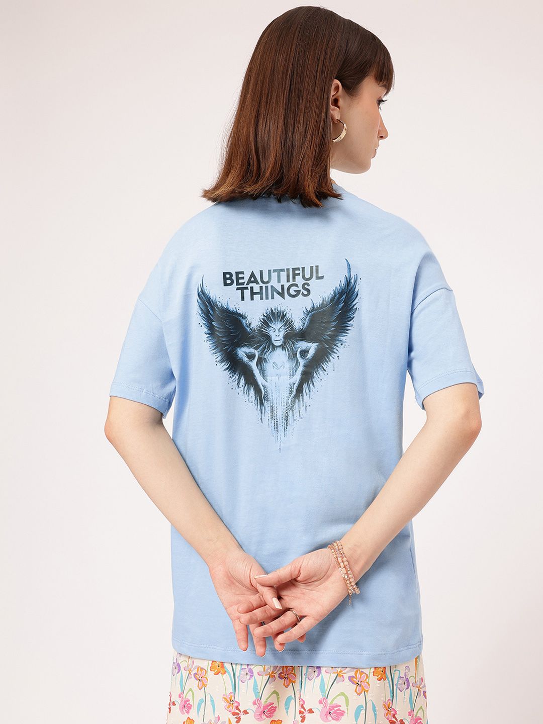 DressBerry Loud Yet Calm Back Printed Oversized Tee