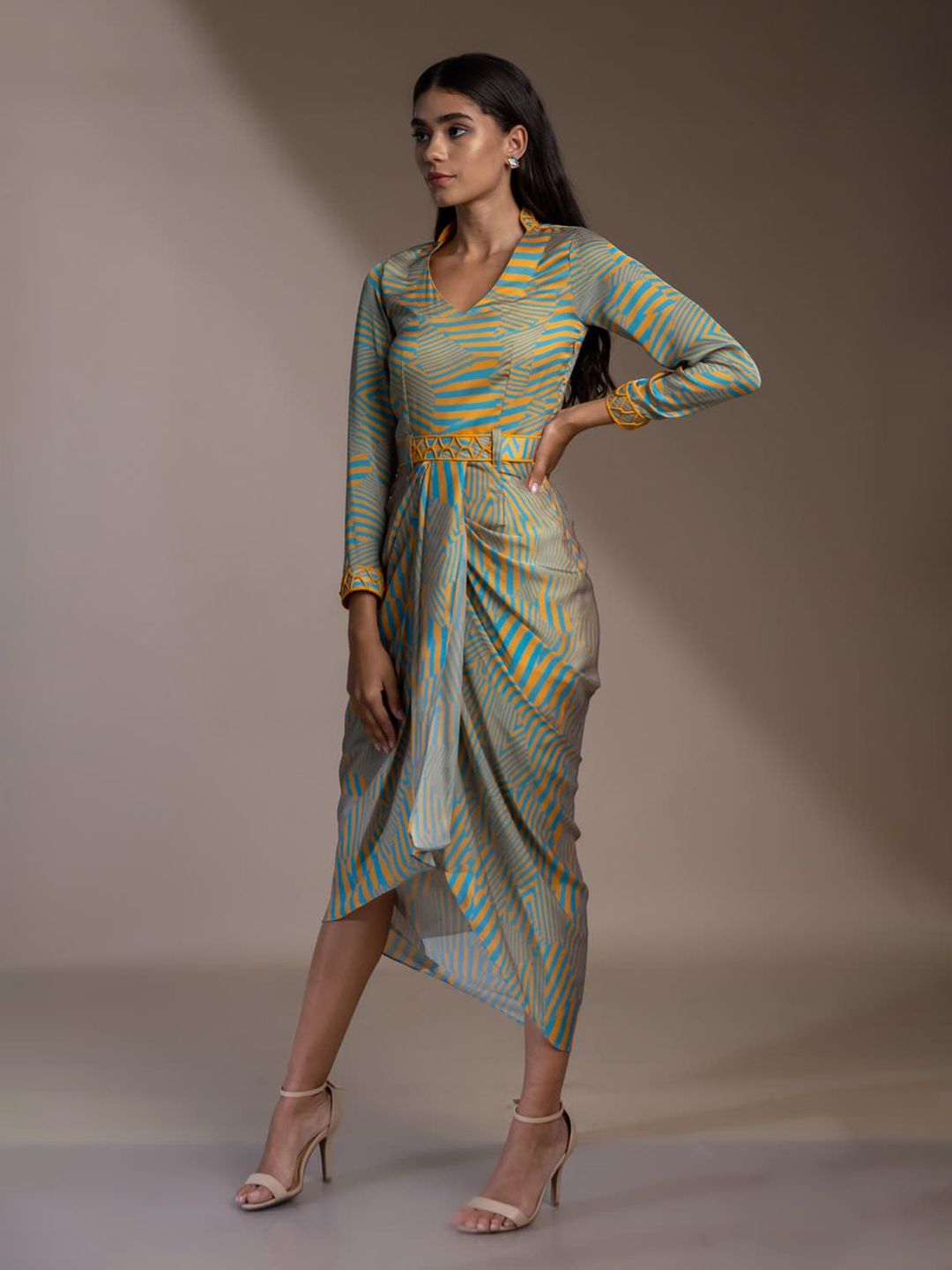 Mamicha Print Georgette A-Line Midi Dress