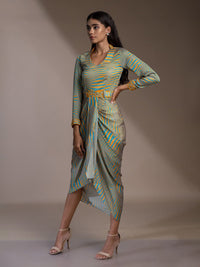 Mamicha Print Georgette A-Line Midi Dress