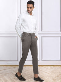 KLOTTHE Men's Brown Cotton Rich Solid Slim Fit Gurkha pants
