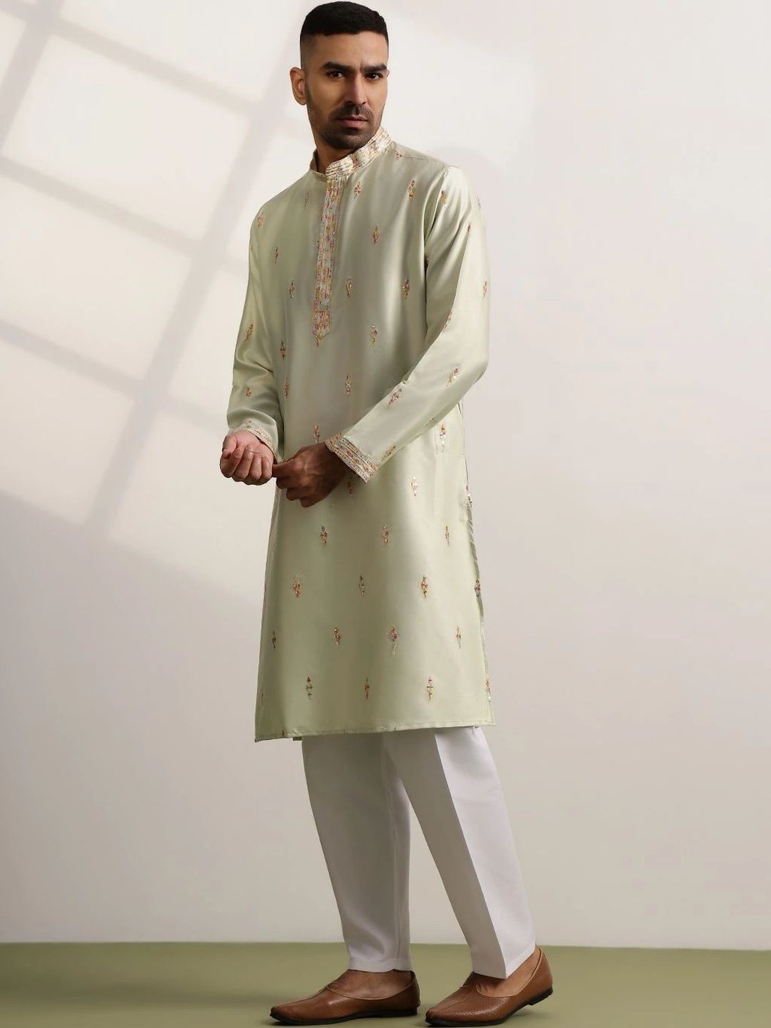 SOJANYA Lelaki Sulam Benang Kerja Kurta