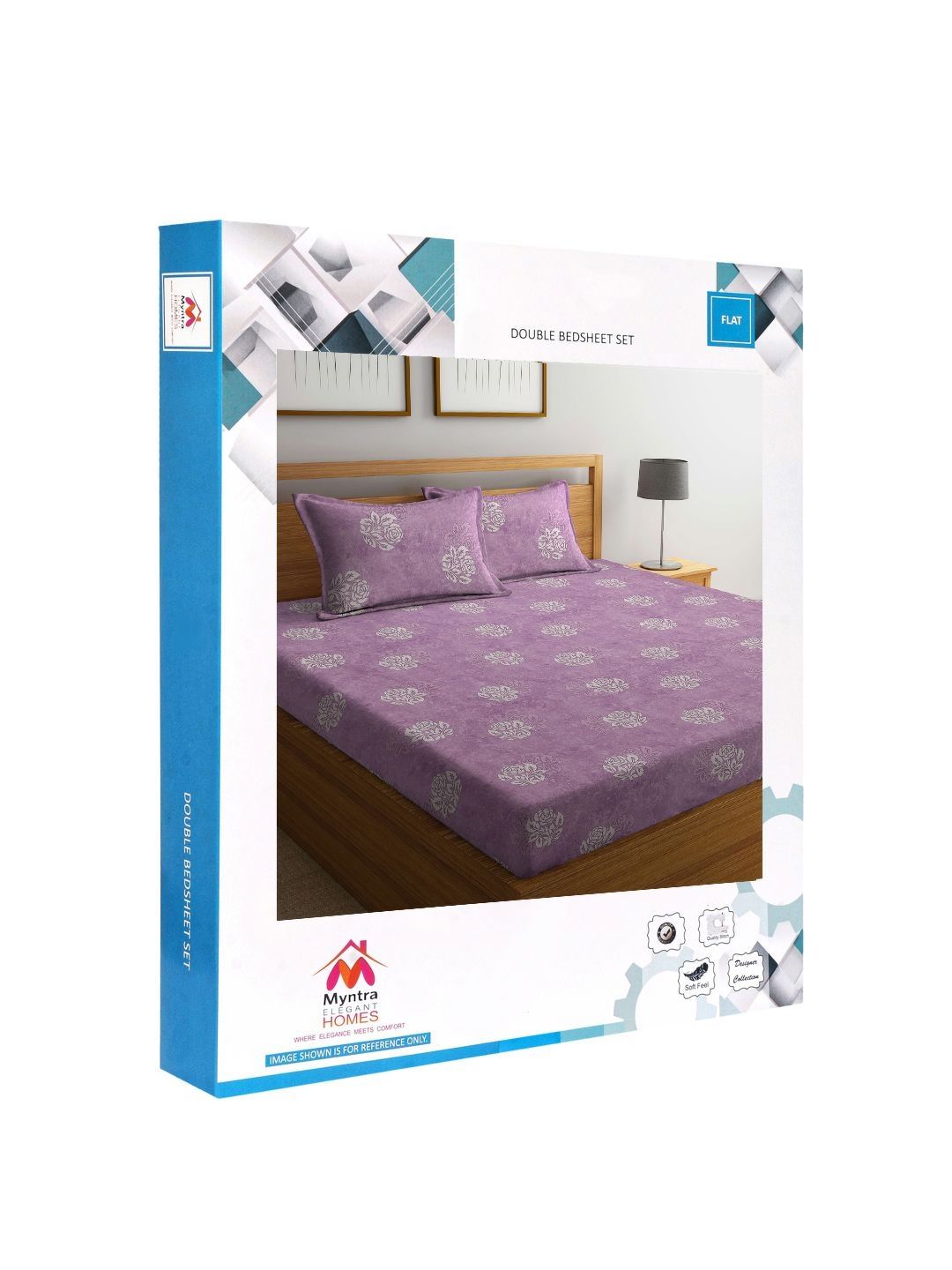Myntra Elegant Homes Purple Printed 400 TC Cotton King Bedsheet Set 2.50 m x 2.25 m