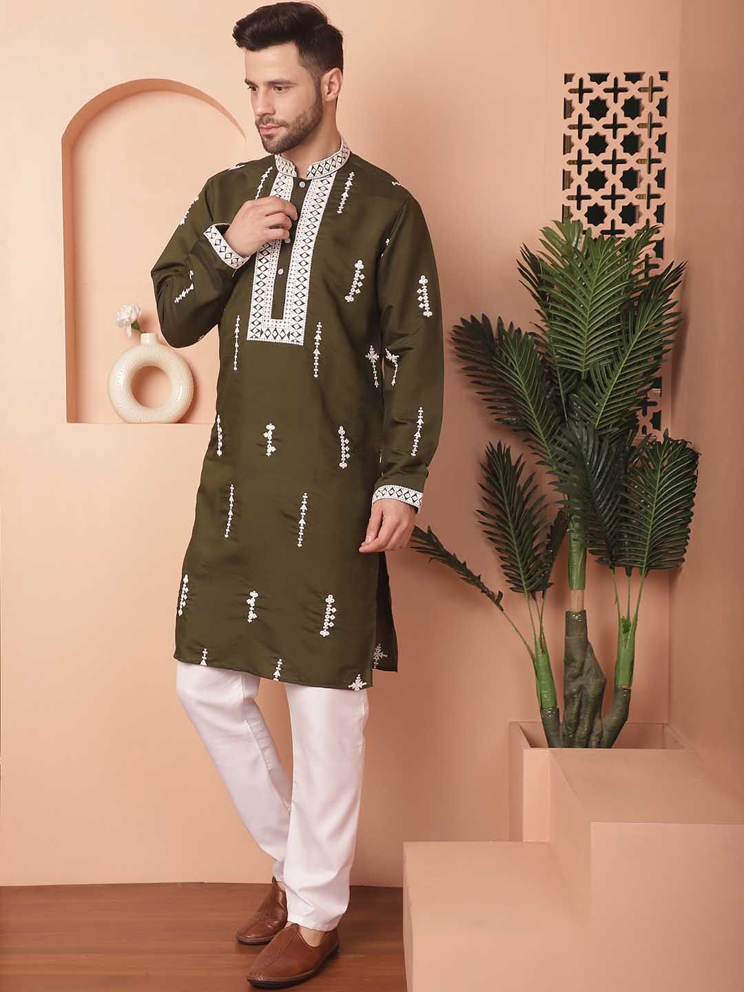 Jompers Ethnic Motifs Embroidered Regular Straight Kurta With Pyjamas