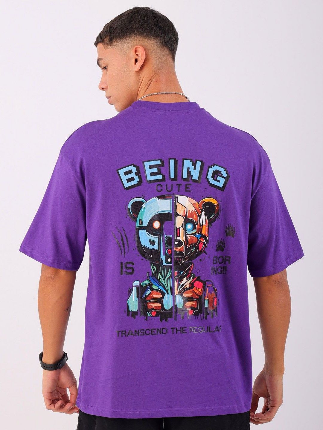 The Indian Garage Co Men Graphic Printed Round Neck Cotton Oversized T-Shirt