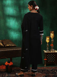 Libas Women Ethnic Motifs Embroidered Regular Thread Work Pure Cotton Kurta with Trousers & With Dupatta