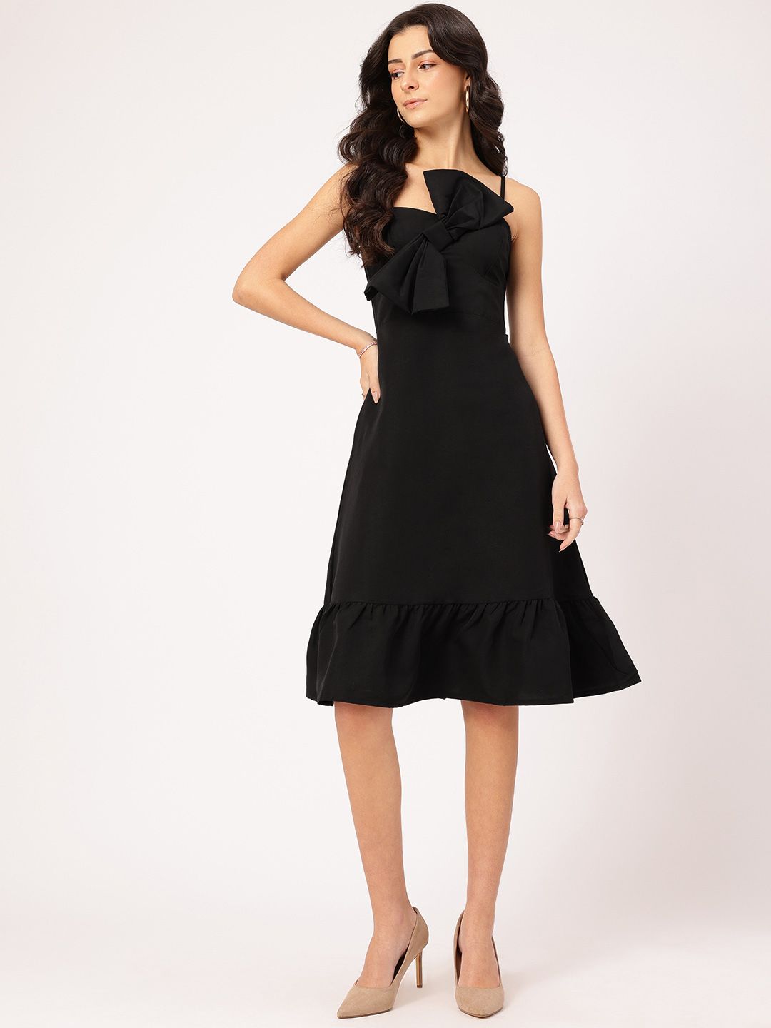 DressBerry Sassy Straps Front Bow A-Line Dress