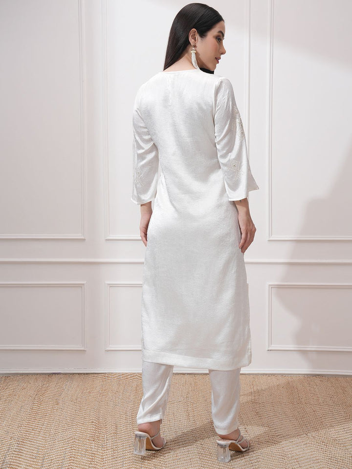 Vishudh Women Ethnic Motifs Embroidered Regular Kurta with Trousers