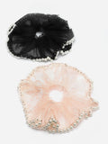 VOGUE PANASH Women Set of 2 Embellished Scrunchie Ponytail Holders