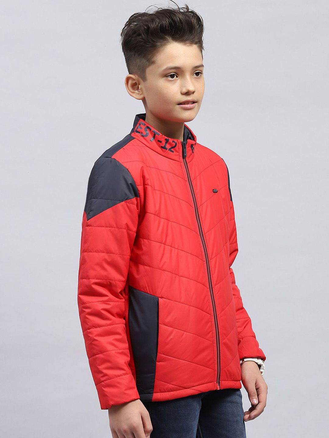 Monte Carlo Boys Mock Collar Colourblocked Casual Padded Jacket