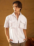 DENNISON Drop Shoulder Oversized Textured Double Pocket Shirt