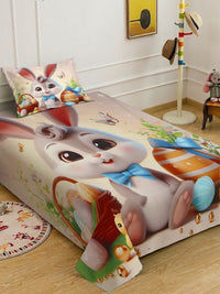 KLOTTHE Grey Cartoon Characters Polycotton Regular 300 TC Single Fine Bedsheets
