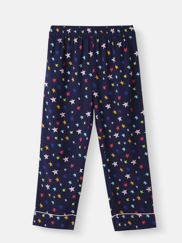 Nauti Nati Boys Star Printed Lapel Collar Neck Shirt and Matching Pants Nightsuit