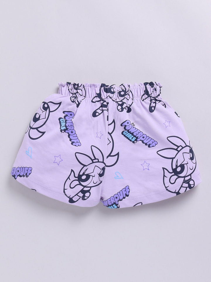 Happy Faces Girls Powerpuff Girls Printed Pure Cotton Shorts