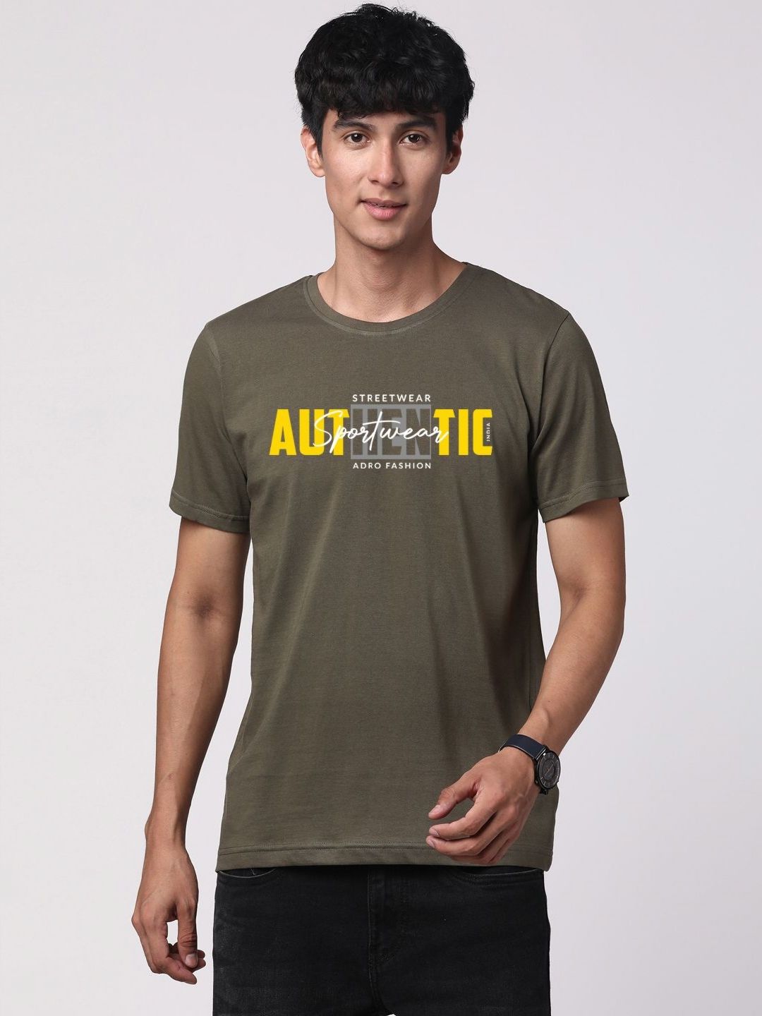ADRO Men Graphic Printed Round Neck Cotton T-shirt