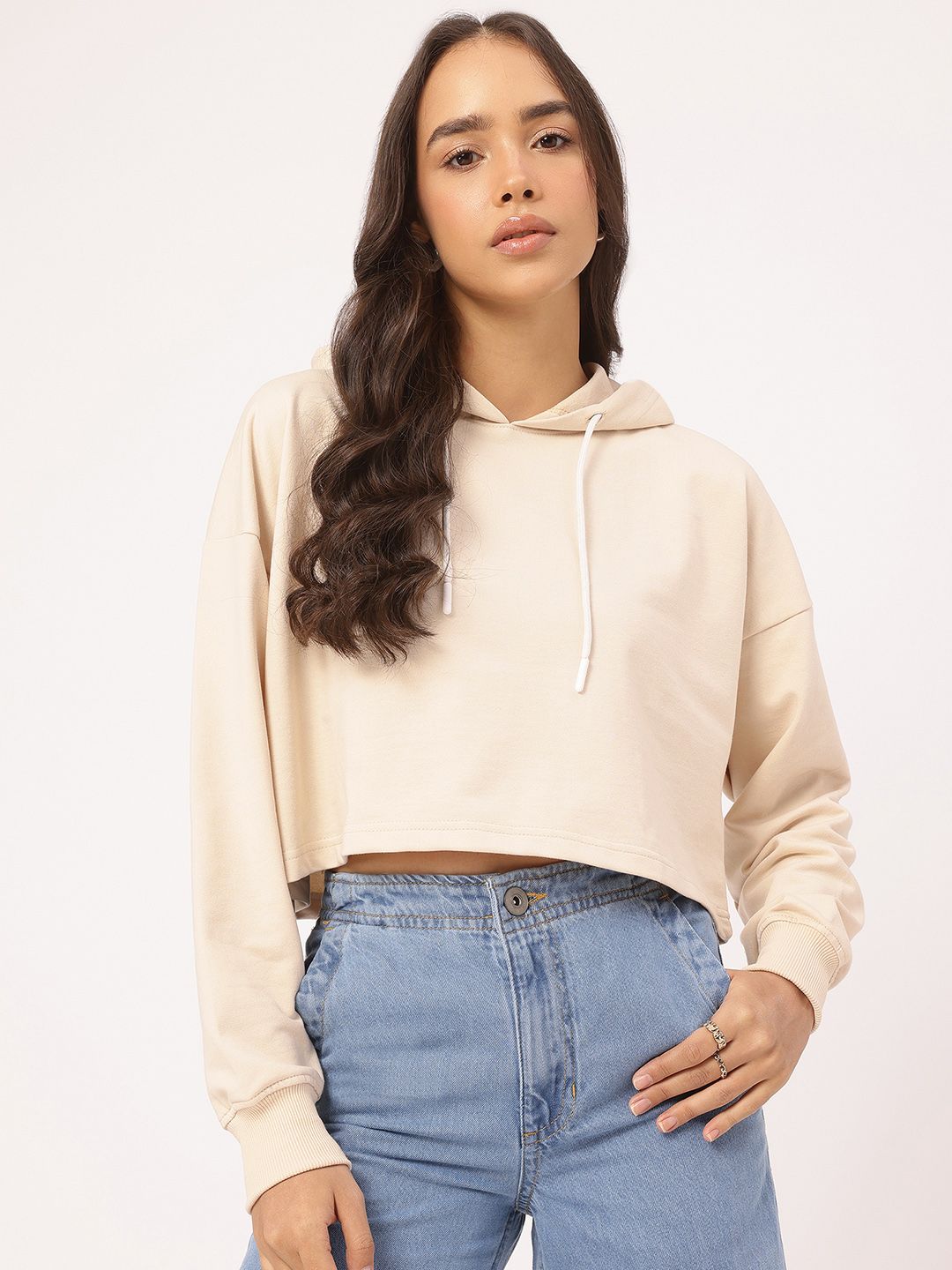 DressBerry Printed Drop-Shoulder Crop Sweatshirt