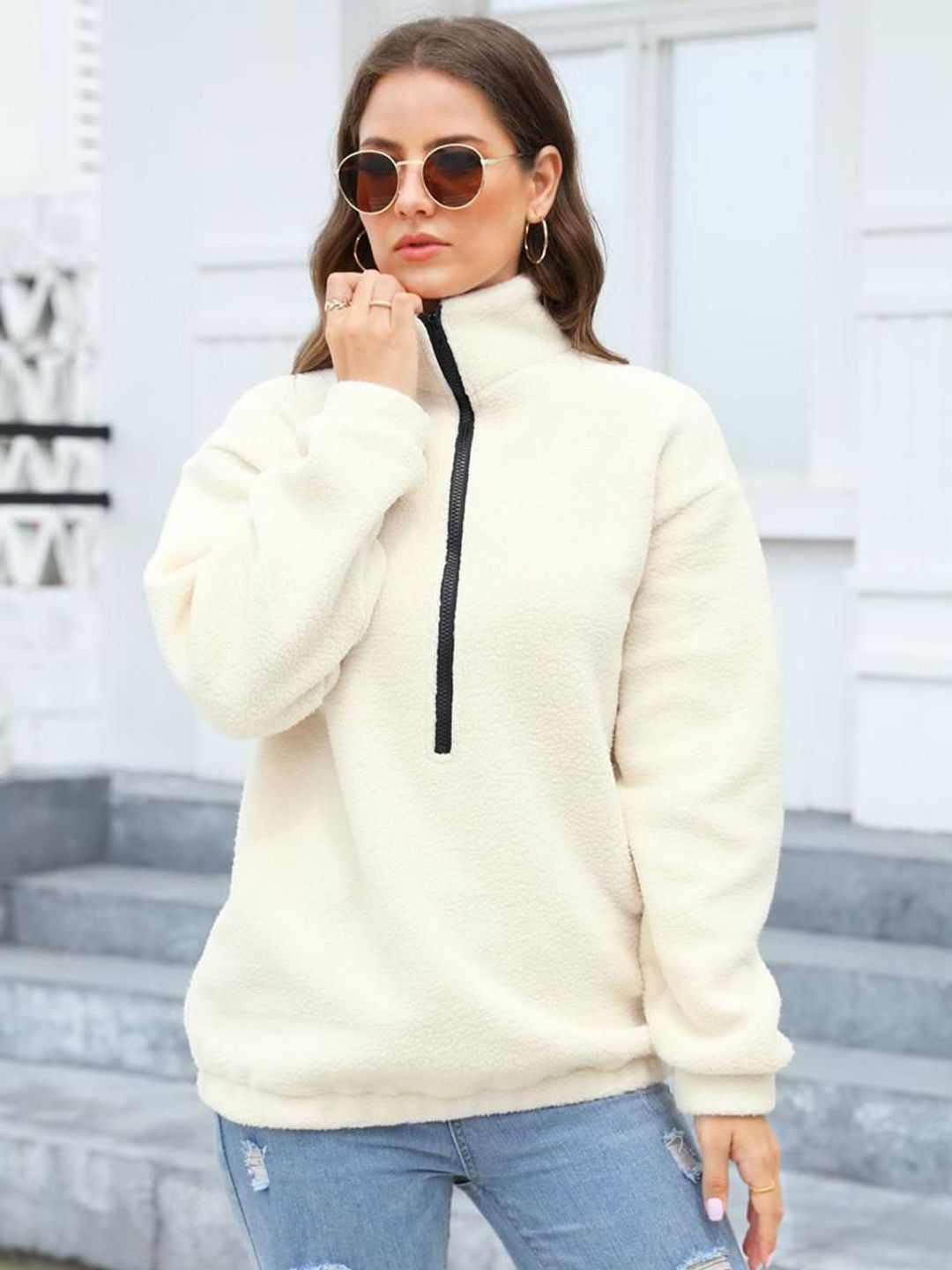 DressBerry Women Mock Collar Sweatshirt