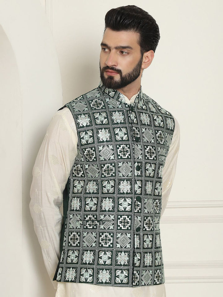 SOJANYA LUXE Jaket Nehru Kolar Mandarin Sulam Lelaki