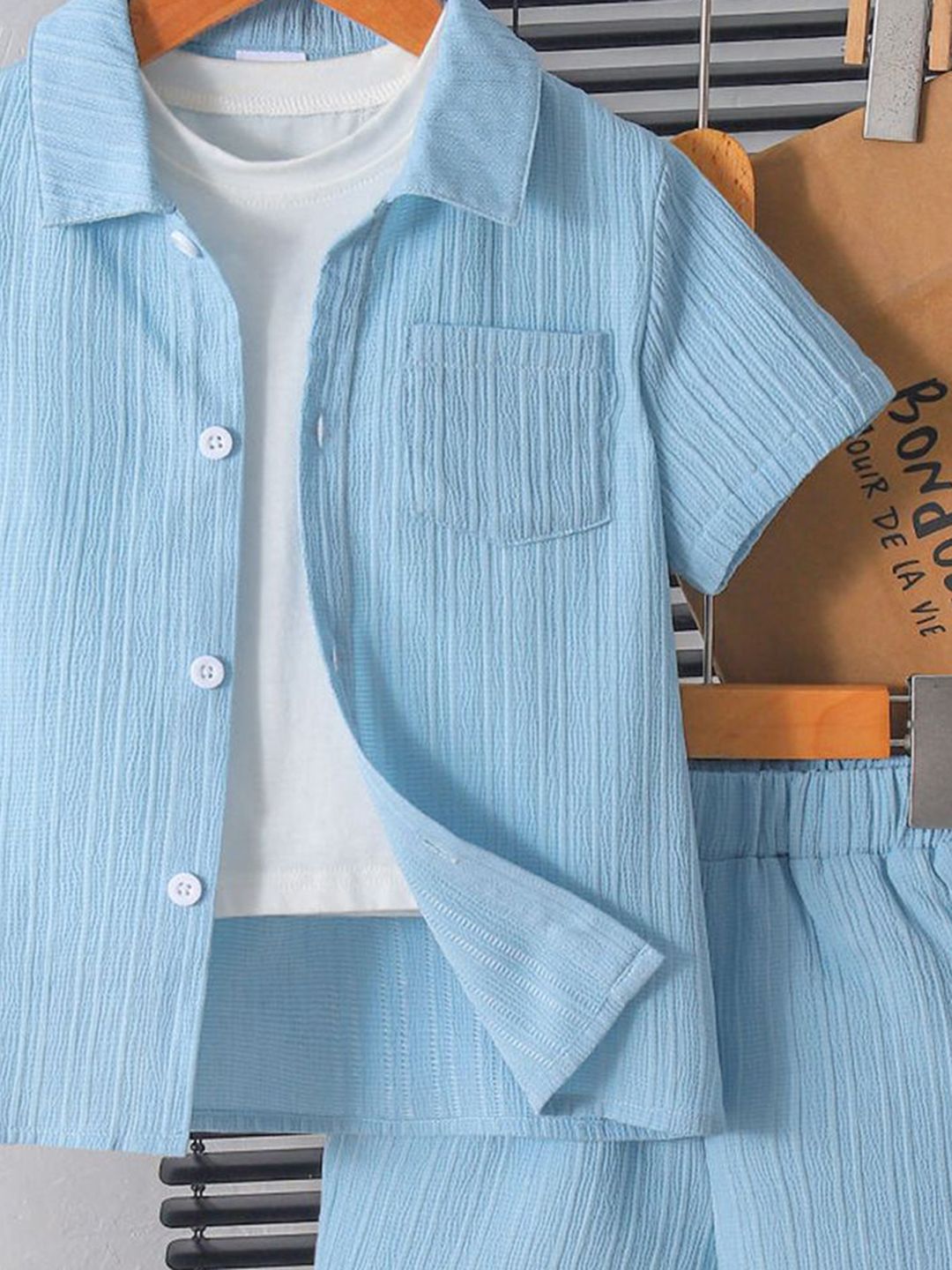 YK Boys Striped Shirt & Shorts Clothing Set
