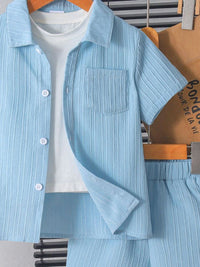 YK Boys Striped Shirt & Shorts Clothing Set